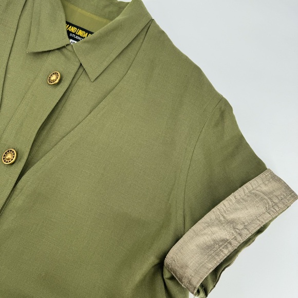 VTG TOM & LINDA PLATT Linen/Silk Layered Tapered Button Front Dress - Picture 4 of 14